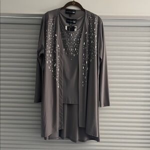 Gray Embellished Two-Piece Set